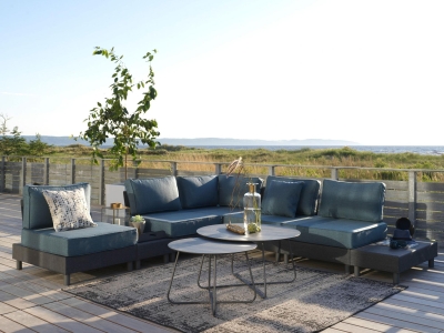 Brafab Battleford Loungegarnitur II, 12-teilig Aluminum anthrazit, Kissen midnight blue