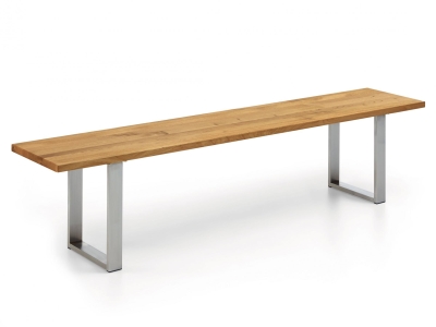 Niehoff Oak Edition Bank Charaktereiche Edelstahl geb&uuml;rstet 160cm