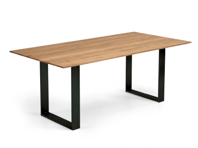 Niehoff Oak Edition Tisch Charaktereiche Trapez Kufengestell Eisen schwarz 200x100cm