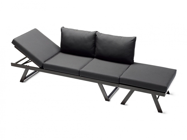 Sieger Auckland Daybed mit Hocker, eisengrau- inkl. Polster grau