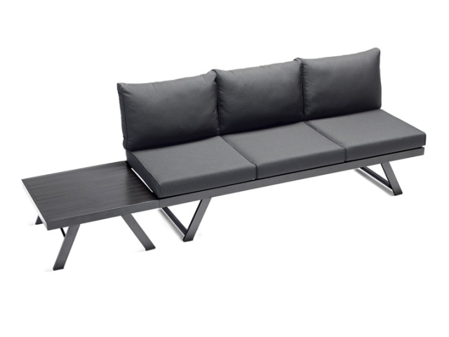 Sieger Auckland Daybed mit Hocker, eisengrau- inkl. Polster grau