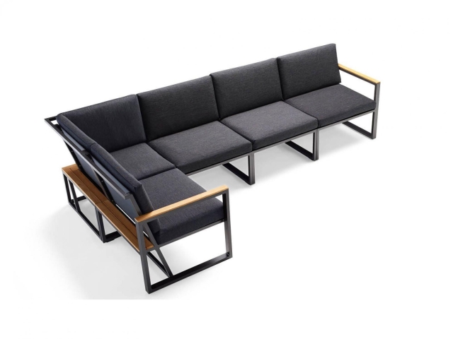 Sieger Havanna Loungeset Eckl�sung Aluminium eisengrau mit Polstern