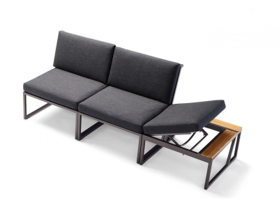 Sieger Havanna Loungeset II Aluminium eisengrau mit Polstern und verstellbarem Sitzmodul