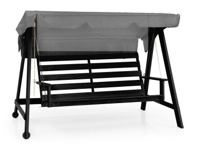 Brafab Kornhult Hollywoodschaukel 219x158cm Kiefer schwarz, rollbar, ohne Dachtextilen