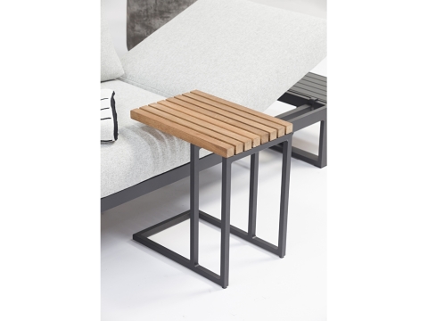 Zebra Fly Beistelltisch, Aluminium graphite 31x45x49cm Teakholz