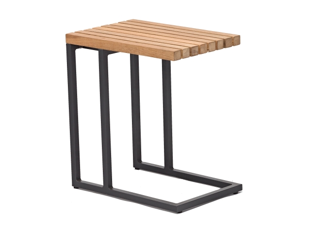 Zebra Fly Beistelltisch, Aluminium graphite 31x45x49cm Teakholz