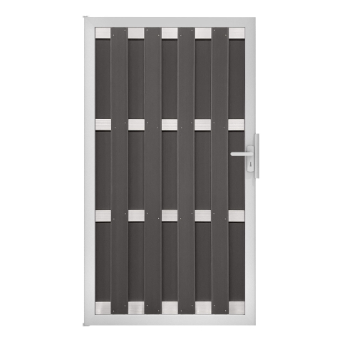 Groja WPC Fertigzaun Tor 100x180cm gerillt anthrazit - Alu
