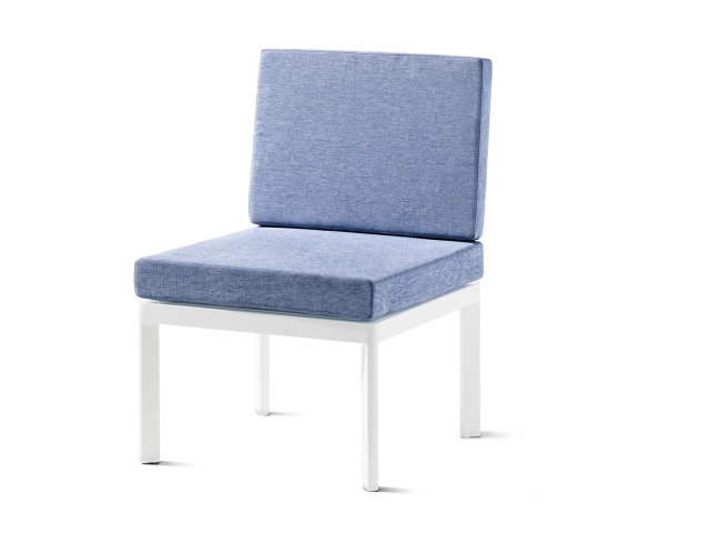 Sieger Lugo Lounge-Basis wei�, Polster hellblau