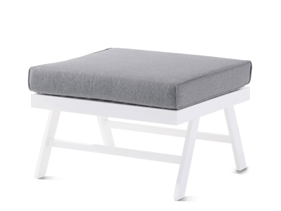 Sieger Auckland Hocker-Tisch Alu wei&szlig;- Polster hellgrau 72x72x47cm