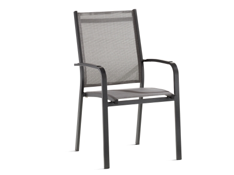 Sieger Meran Stapelsessel Aluminium eisengrau - Bespannung hellgrau