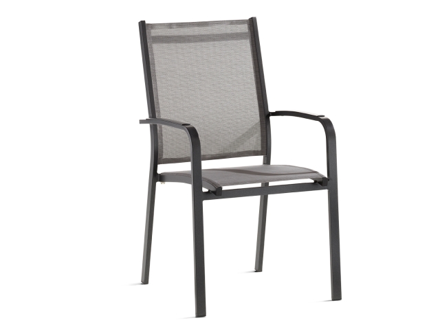 Sieger Meran Stapelsessel Aluminium eisengrau - Bespannung hellgrau