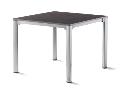Sieger Exclusiv Loft-Tisch 95x95cm Aluminium graphit, Vivodur Schiefer anthrazit