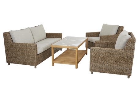 Brafab Sandkorn Loungegruppe 1, Geflecht natur, inkl. Polster, 4-teilig