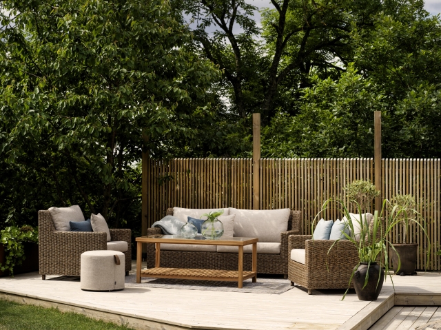 Brafab Varm Teak Loungetisch 135x70x55cm mit Glasplatte