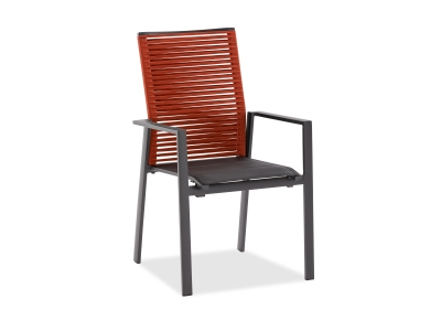 Niehoff Cervo Hochlehner Kordel rot, Gestell Aluminium anthrazit, stapelbar Niehoff Cervo Hochlehner Kordel rot, Gestell Aluminium anthrazit, stapelbar