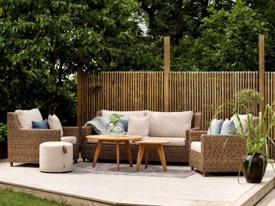 Brafab Sandkorn Loungegruppe 2, Geflecht natur, inkl. Kissen, 5-teilig