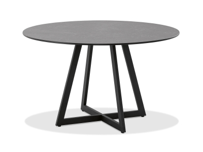 Niehoff Milan Gartentisch rund 125cm, HPL Beton, Gestell Stahl anthrazit
