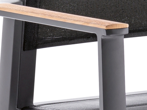 Niehoff Revent Hochlehner Aluminium anthrazit, Teak-Armlehnen, stapelbar