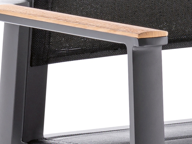 Niehoff Revent Hochlehner Aluminium anthrazit, Teak-Armlehnen, stapelbar