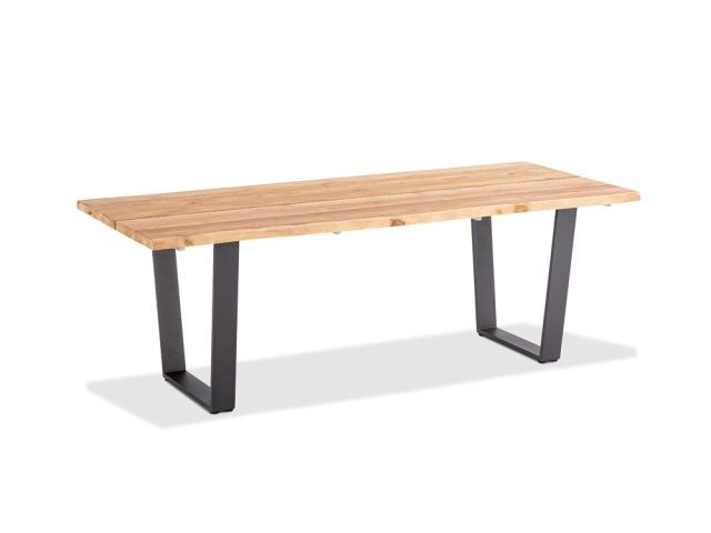Niehoff Solid Teak Baumkantentisch 220x95cm, Trapezkufe Aluminium anthrazit