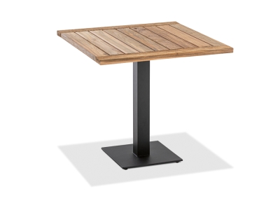 Niehoff Bistro Tisch quadratisch 68x68cm Gestell Edelstahl-anthrazit, Tischplatte Teak