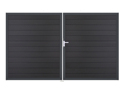 GrojaSolid BPC Steckzaun Doppeltor DIN Links Sonderbreite H:180cm anthrazitgrau DB703