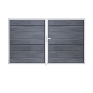 GrojaSolid Grande Premium BPC Steckzaun Doppeltor DIN Links Sonderbreite H:180cm - steingrau co-extrudiert EV1 GrojaSolid Grande Premium BPC Steckzaun Doppeltor DIN Links Sonderbreite H:180cm - steingrau co-extrudiert EV1