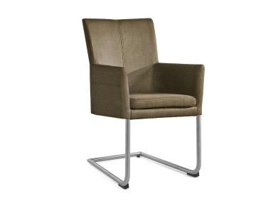 Niehoff Colorado Schwingstuhl AL 642, Rundstahl, Leder olivgr&uuml;n