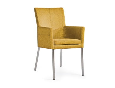 Niehoff Colorado Stuhl AL 342, 4-Fu&szlig; Quadratrohr Leder senf