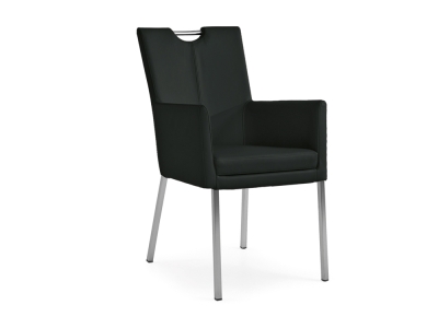 Niehoff Colorado Stuhl AL 352, 4-Fu&szlig; Quadratrohr Leder schwarz