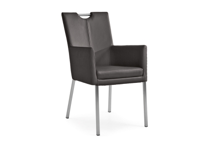 Niehoff Colorado Stuhl AL 352, 4-Fu&szlig; Quadratrohr Leder anthrazit