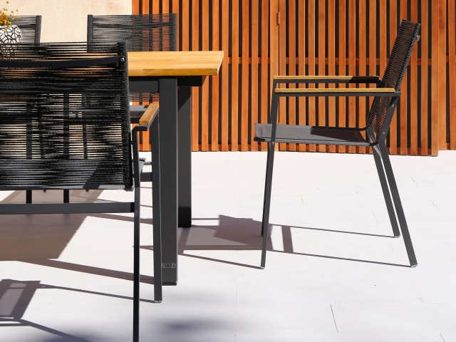 Zebra Ben Stapelsessel Edelstahl graphite, Rope Bespannung anthrazit