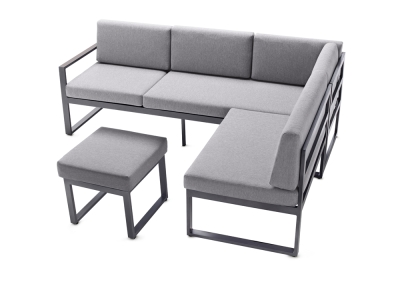 Sieger Adelaide Sitzgruppe 2 inkl. Polster Aluminium eisengrau