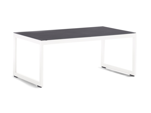 Sieger Loungetisch 110x60x44cm weiss, Tischplatte Spraystone eisengrau