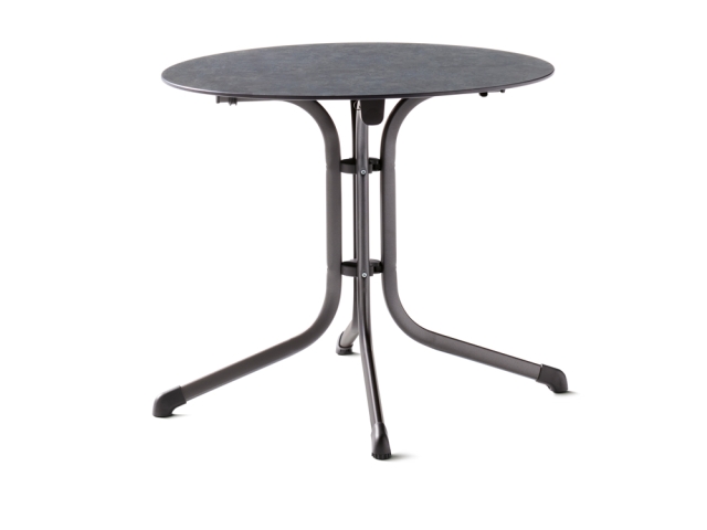 Sieger Klapptisch Polytec Schiefer anthrazit 85cm rund Gestell eisengrau