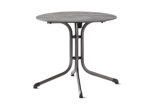 Sieger Klapptisch Polytec Beton hell 85cm rund Gestell eisengrau