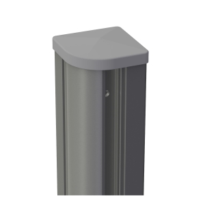 Groja Steckzaun Eckpfosten variabel inkl. Kappe, Alu-Silbergrau DB701, 7x7x190cm - zum Aufschrauben