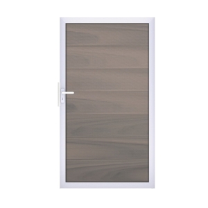 GrojaSolid Grande BPC Steckzaun Universal Tor 100x180cm - BiColor co-extrudiert-Alu-blank EV1