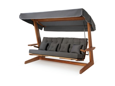 Pemode Hollywoodschaukel Luna 2600 Anthrazit- Iroko-Holz B:270 x T:139 x H:195 cm