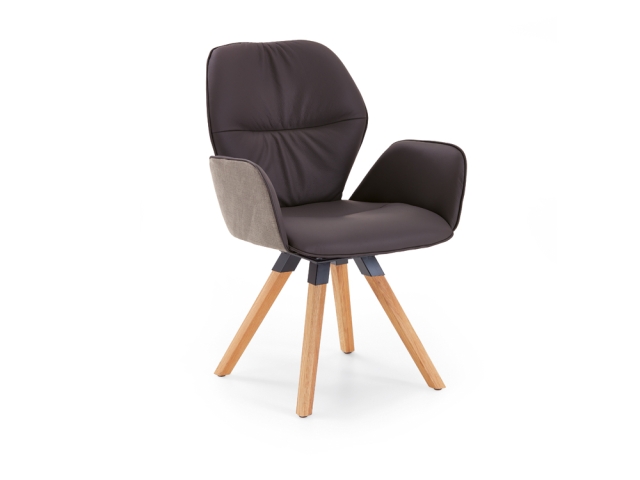 Niehoff Chianti Design-Armlehnstuhl Stativgestell Eiche, Leder Napoli mocca