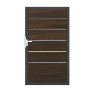 Groja Solid Grande Premium BPC Steckzaun Tor Sonderbreite H:180cm walnuss, anthrazit DB703 Groja Solid Grande Premium BPC Steckzaun Tor Sonderbreite H:180cm walnuss, anthrazit DB703