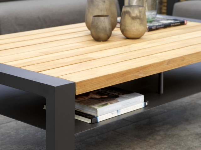 Brafab Amesdale Loungetisch 140x80x41cm, Gestell anthrazit, Tischplatte Teakholz