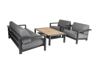 Brafab Amesdale Loungegruppe Aluminium anthrazit, 4-teilig mit Polstern