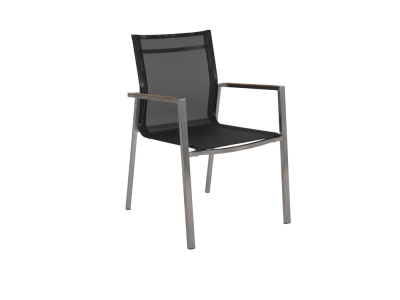 Brafab Naos Diningstuhl Natur/grau Edelstahl Gestell stapelbar