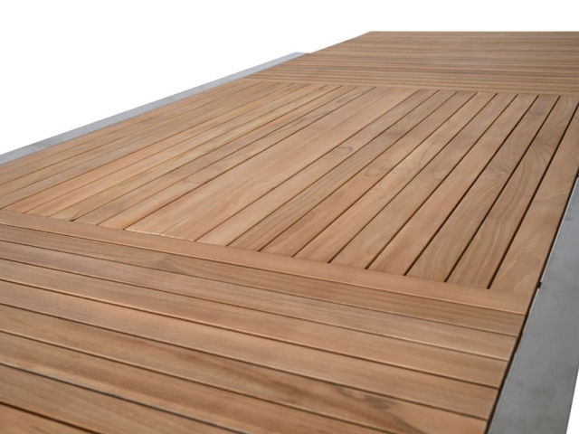 Brafab Naos Ausziehtisch 220-320x100cm, Gestell Edelstahl, Tischplatte Teakholz