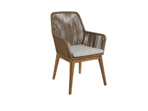 Brafab Hassel Dining-Sessel hellbraun-twist, Gestell Teak, inkl. Sitzpolster