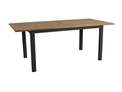 Brafab Lyon Ausziehtisch Teak, Gestell Aluminium schwarz 194-252x92cm