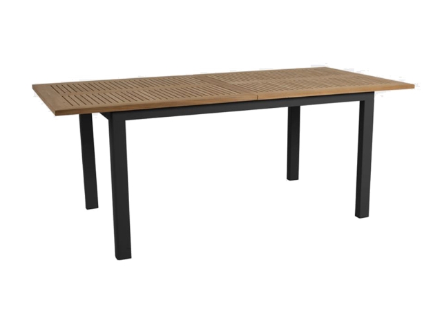 Brafab Lyon Ausziehtisch Teak, Gestell Aluminium schwarz 194-252x92cm