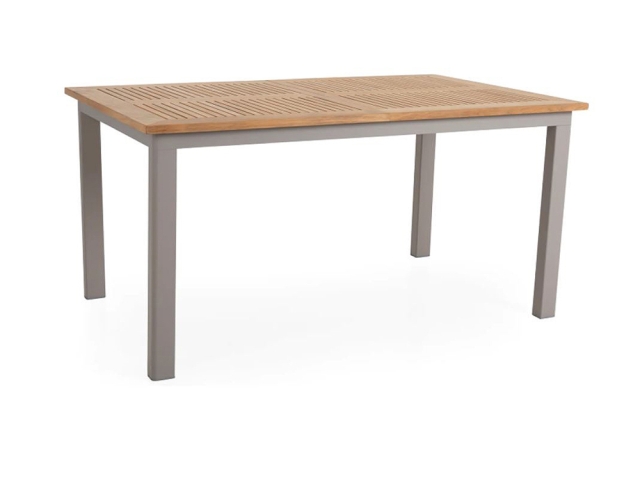 Brafab Lyon Ausziehtisch Teak, Gestell Aluminium khaki 224-304x100cm