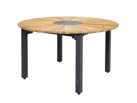 Zebra Catax Ausziehtisch graphit aus recyceltem Teak 135x135-185cm